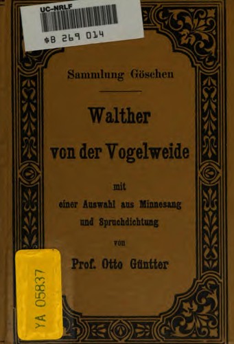 Cover for Walther von der Vogelweide: Mit einer Auswahl aus Minnesang und ...