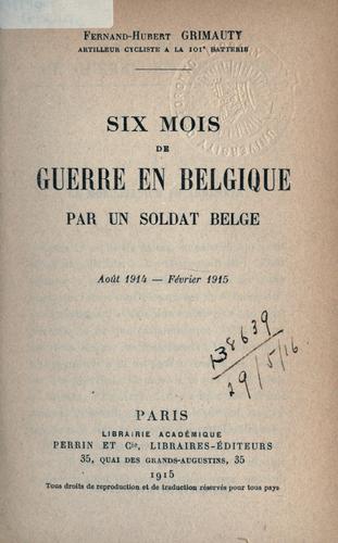 Cover for Six mois de guerre en Belgique