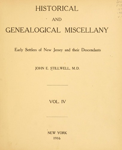 Cover for Historical and Genealogical Miscellany : Volume 1 pub 1903