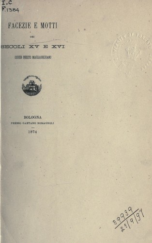 Cover for Facezie e motti dei secoli XV e XVI