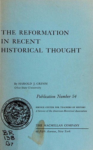Cover for The Reformation in recent historical thought.