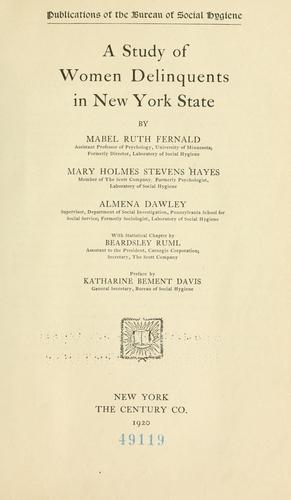 Cover for A study of women delinquents in New York state