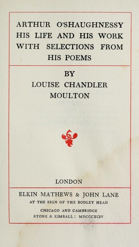 Cover for Arthur O'Shaughnessy