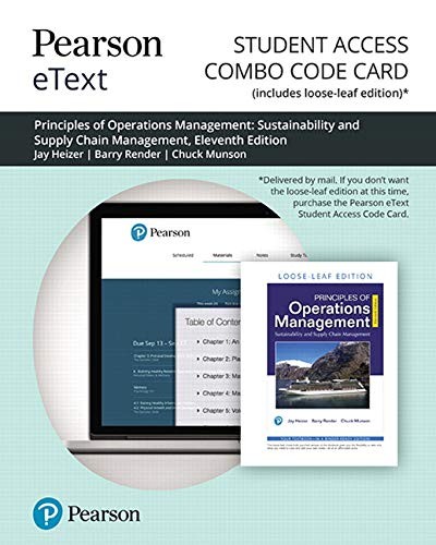 Cover for Pearson EText for Principles of Operations Management