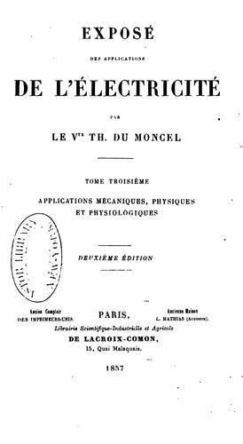 Cover for Exposé des applications de l'électricité