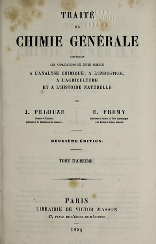 Cover for Traite de chimie generale