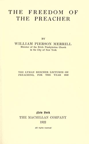 Cover for The freedom of the preacher.