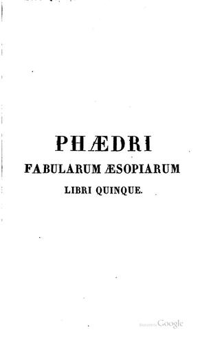 Cover for Phaedri Fabularum Aesopiarum libri quinque
