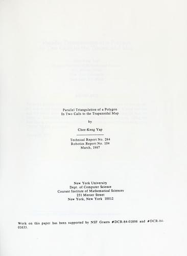 Cover for Parallel triangulation of a polygon in two calls to the trapezoidal map.