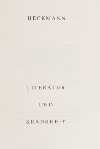 Cover for Literatur und Krankheit