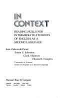 Cover for In Context Reading Skills for Intermediate Students of English As a Second Language