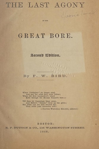 Cover for The last agony of the great bore