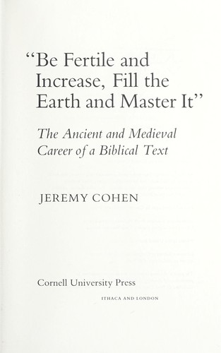 Cover for Be fertile and increase, fill the earth and master it