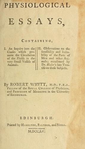 Cover for Physiological essays
