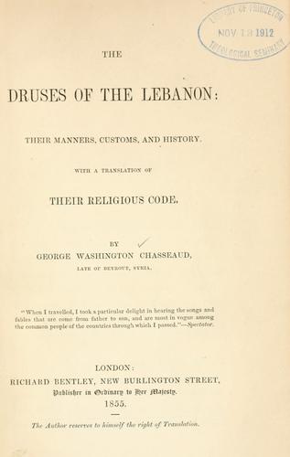 Cover for The Druses of the Lebanon