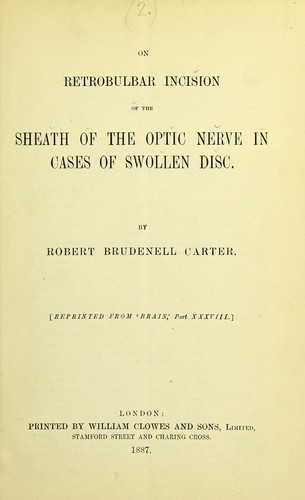 Cover for On retrobulbar incision of the sheath of the optic nerve in cases of swollen disc
