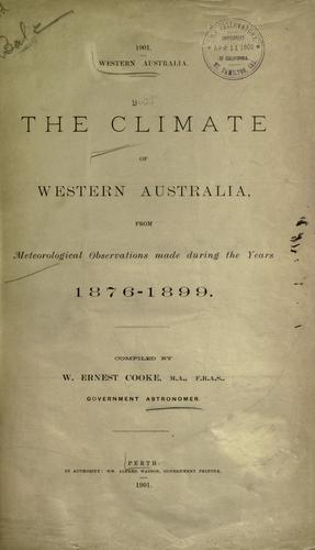 Cover for The climate of Western Australia