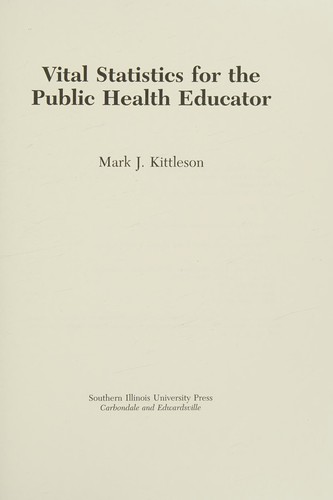 Cover for Vital statistics for the public health educator