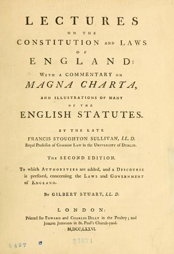 Cover for Lectures on the constitution and laws of England