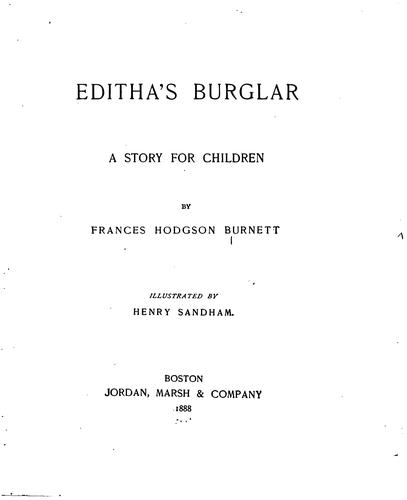 Cover for Editha's Burglar: A Story for Children