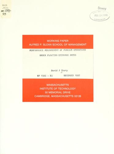 Cover for Performance measurement of foreign operations under floating exchange rates