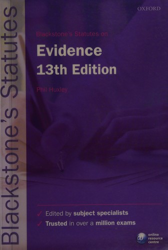 Cover for Blackstone's statutes on evidence