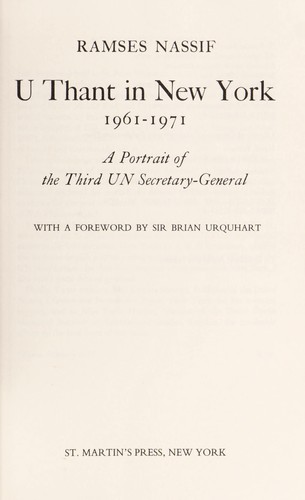 Cover for U Thant in New York, 1961-1971