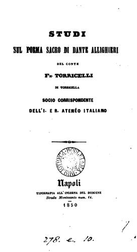 Cover for Studi sul poema sacro di Dante Allighieri. [With] Appendice