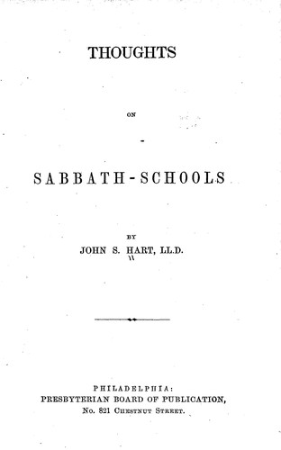 Cover for Thoughts on sabbath-schools