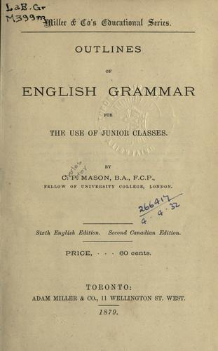 Cover for Outlines of English grammar for the use of junior classes.