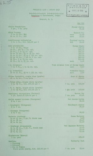 Cover for Wholesale list, spring 1948