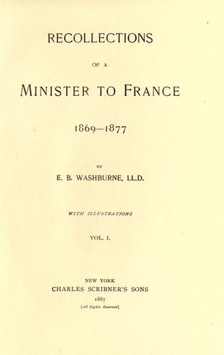 Cover for Recollections of a minister to France, 1869-1877