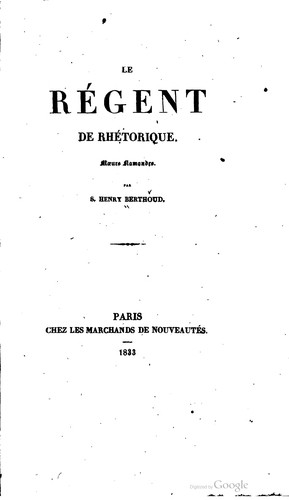 Cover for Le Régent de rhétorique, moeurs flamandes