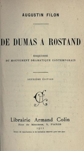 Cover for De Dumas à Rostand
