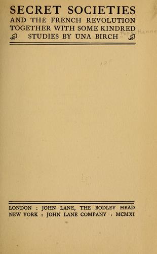 Cover for Secret societies and the French revolution