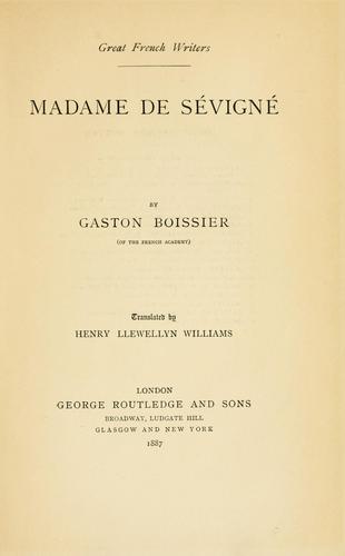 Cover for Madame de Sévigné