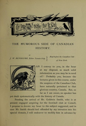 Cover for The humorous side of Canadian history. : Read before the Canadian Club of New York