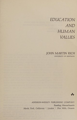 Cover for Education and human values.