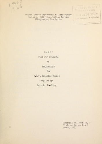 Cover for Foremanship for CCC training course