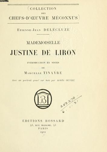 Cover for Mademoiselle Justine de Liron.