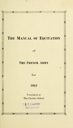 Cover for Manual of equitation, of the French army for 1912