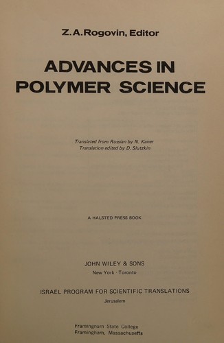 Cover for Advances in polymer science.
