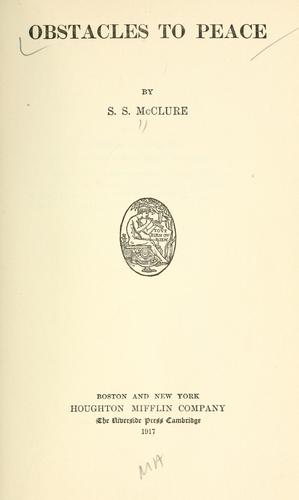 Cover for Obstacles to peace