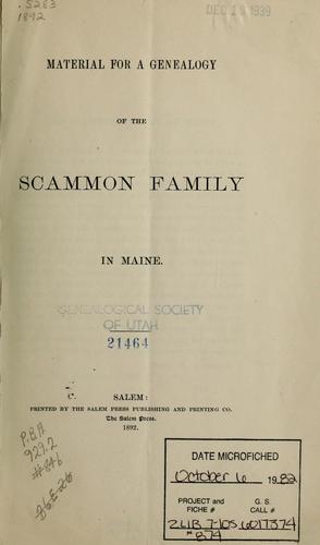 Cover for Material for a genealogy of the Scammon family in Maine.