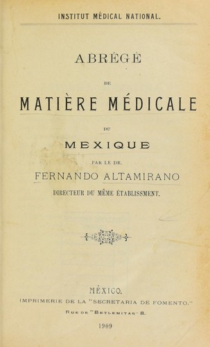 Cover for Abr©♭g©♭ de mati©·re m©♭dicale du Mexique