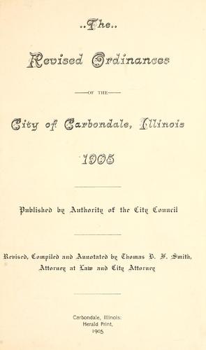 Cover for The revised ordinances of the city of Carbondale, Illinois