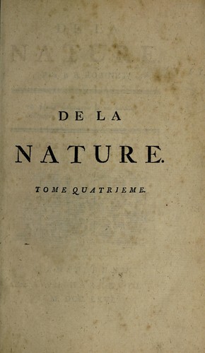 Cover for De la nature
