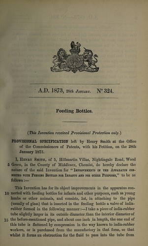 Cover for Specification of Henry Smith