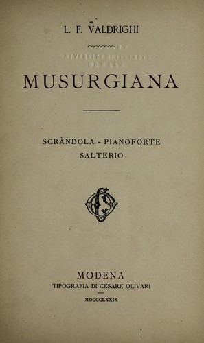 Cover for Musurgiana