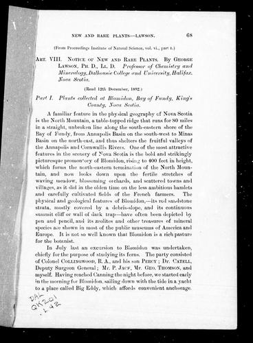 Cover for Notice of new and rare plants